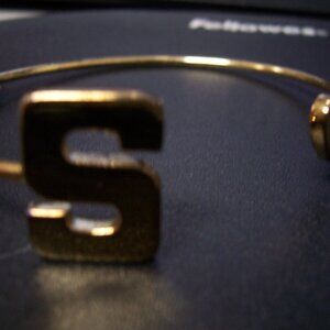 Large Block Letter Initial S Bangle Bracelett